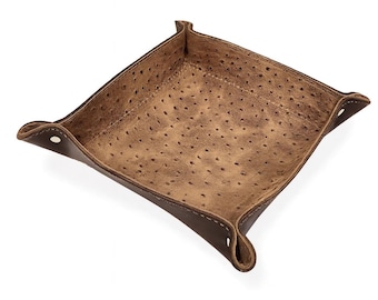 Leather Valet with Ostrich Embossed Leather Lining LV-134