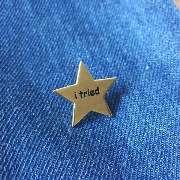 Probé Gold Star Funny Meme Shiny Gold Hard Enamel Pin (Funny enamel pin, Gold star, Star enamel pin)