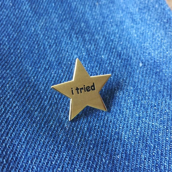 I tried Gold Star Funny Meme Shiny Gold Hard Enamel Pin (Funny enamel pin, Gold star, Star enamel pin)