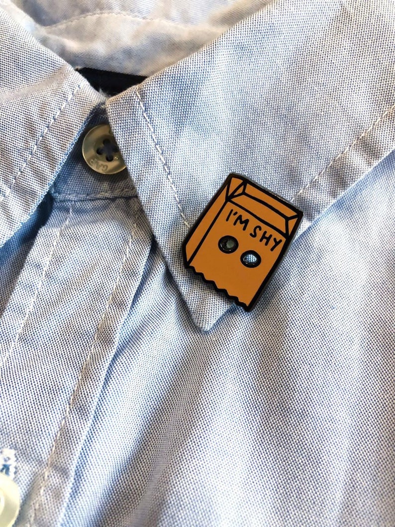 I'm Shy Brown Paper Bag Enamel Pin shy Anxiety Mental Etsy
