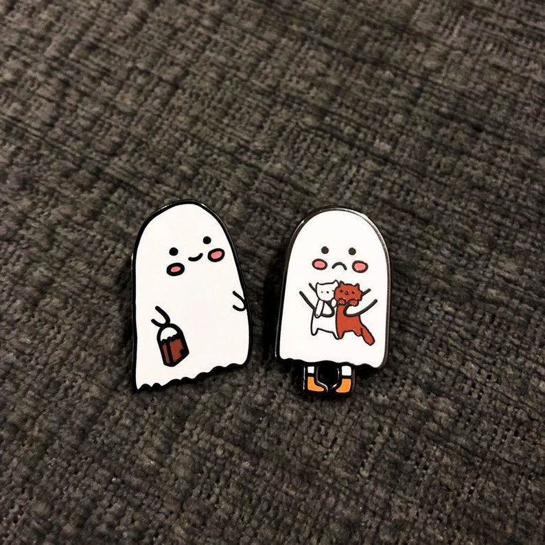Cute Ghosts Hard Enamel Pin Set Of 2 Ghost Enamel Pin Etsy