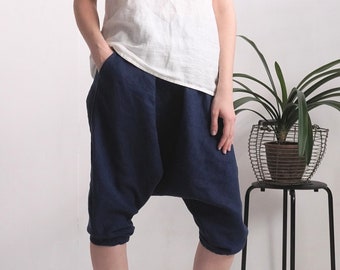 Linen harem pants. Women yoga pants. Baggy harem pants. Hippie clothing. Summer linen pants. Drop crotch pants. Boho linen pants - IRTYSH