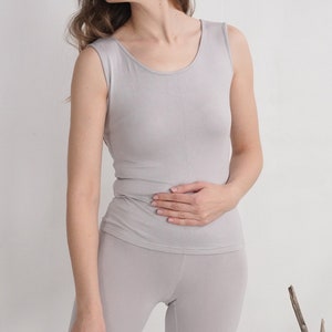 Bamboo tank top. Handmade bamboo top. Soft organic women top. Women&#39;s Bamboo top. Bamboo gray tank top. Lounge fashion - DURBE