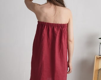 100% Linen Wrap Towel: Softened Spa Skirt, Sauna Wrap, Bath Towel (Hook & Loop Closure)