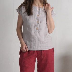 Washed Linen blouse. Linen Maternity blouse. Natural linen tunic. Loose linen blouse. Linen blouse with buttons. Linen button blouse - KAMA