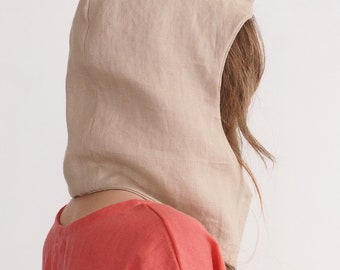 Softened Linen Hooded Scarf: 100% European Linen, Machine Washable Accessory