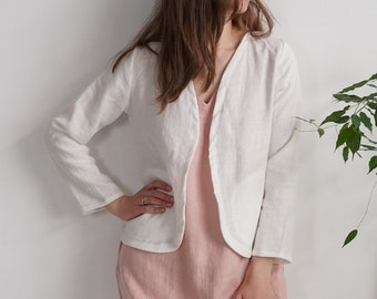 Linen short jacket. Linen women's jacket. Soft linen kimono jacket. Natural linen clothing. Sustainable clothing. Long sleeve jacket - PURUS