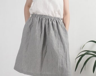 Washed linen skirt. Aline linen skirt. Linen skirt with pockets. Soft midi linen skirt. Linen skirt for women.Natural flowy skirt- MAGDALENA