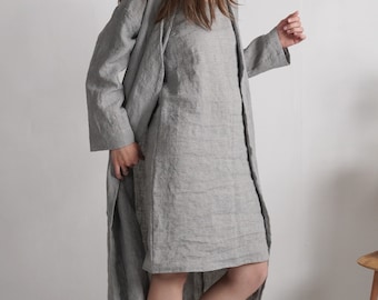 Linen Robe and Nightgown Set: Soft Washed Loungewear
