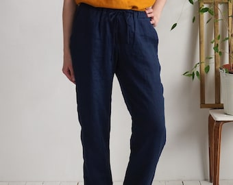 Washed linen pants. Linen trousers. Linen pants for women. Classic linen pants. Soft linen pants. Maternity clothes. Natural pants - VOLGA