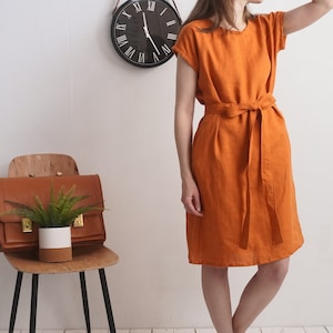 Linen simple dress. Shift linen dress. Basic everyday linen dress. Natural loose linen dress. Washed linen dress. Soft linen dress - SENEGAL