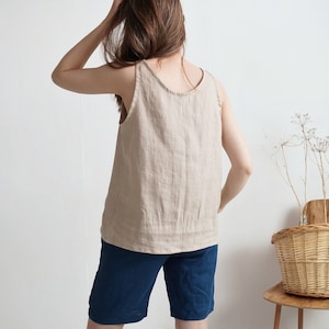 Linen tank top. Linen tops for women. Sleeveless linen top. Ladies linen tops. Natural linen blouse. Washed linen tank top. Linen tee- LIAO