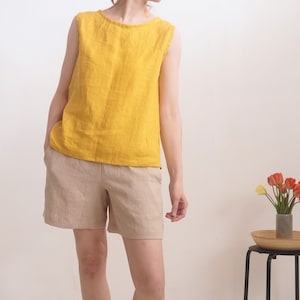 Linen sleeveless top. Washed linen top. Basic linen top. Linen vest tank top. Natural linen blouse. Loose linen top. Summer tank top- MURRAY