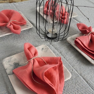 Washed linen napkins in various colors. Linen napkin set 4,6,8,10 Washed medium wight linen napkin. Wedding table linen. Large size napkins.