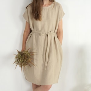 Bridesmaid linen dress. Linen simple bridesmaid dress. Boho linen wedding dress. Wedding guest dress. Bohemian bridesmaid dress - DANUBE