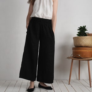 High Waisted Linen Trousers. Wide Leg Linen Pants. Elegantt - Etsy