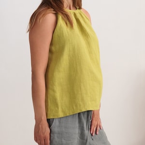 Linen pregnancy top. Summer pregnancy top. Linen halter neck top. Pregnancy gift. Linen maternity blouse. New mom. Natural linen top - LUNI