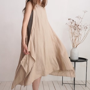 Linen cover dress. Linen beach cover up. Long linen dress. Linen poncho dress. Beachwear. Oversize linen dress. Long beach cover up ORANGE image 2