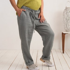 Linen maternity pants. Loose linen pants. Linen pregnancy trousers. Soft linen pants. Maternity clothes. Natural pregnancy pants - VOLGA