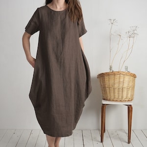 Linen Oversize Dress. Linen Balloon Dress. Loose Boho Linen - Etsy