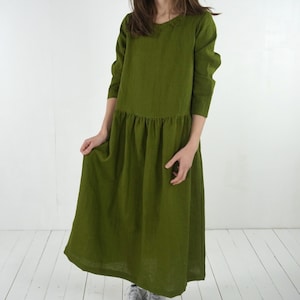 Linen long sleeve dress. Linen maxi dress. Long linen dress. Long dress for women. Natural maxi linen dress. Winter linen dress - MACKENZIE