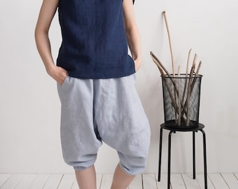 Linen harem pants. Women yoga pants. Baggy harem pants. Hippie clothing. Summer linen pants. Drop crotch pants. Boho linen pants - IRTYSH