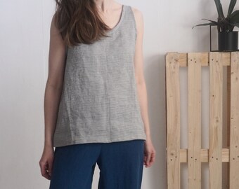 100% Stone Washed Linen Tank Top – Oversized, Natural, Effortless Style - LIAO