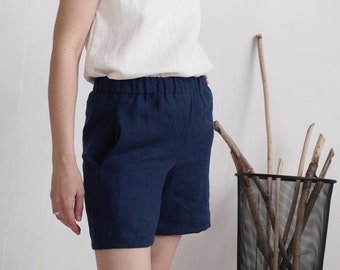 On SALE - Ready to Ship, S, M, L size. Linen shorts. Linen shorts with pockets. Womens short shorts. Washed linen shorts. Linen shorts - DON