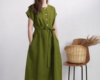 Vestido de mamá de lino. Vestido de verano de lino. Vestido de lactancia. Vestido camisero de maternidad. Ropa de maternidad de lino. Vestido de verano boho de lino - LIMPOPO