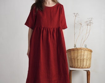 Boho linen maxi dress. Goddess empire waist dress. Boho maternity dress. Sustainable clothing. Simple bohemian maxi long dress - COLORADO