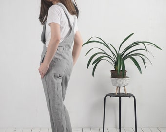 Linen overalls. Linen Jumpsuit. Jumpsuit for women. Women casual jumpsuit. Linen dungarees. Linen jumpsuit with back pockets - SAVANNAH