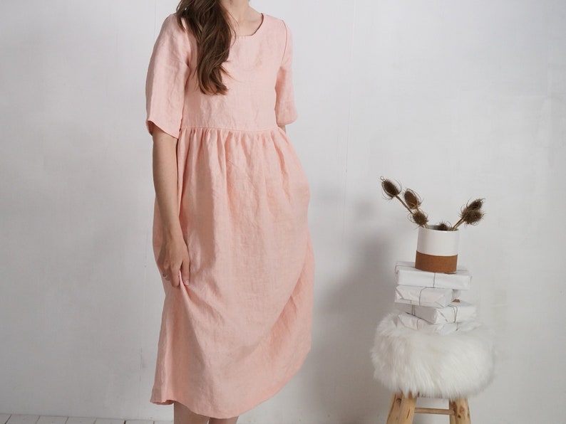 Boho linnen maxi jurk. Godin empire taille jurk. Boho - Etsy België