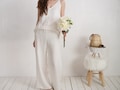 Linen Wedding Pantsuit Set: V-Neck Top, Wide-Leg Pants, Summer Outfit product logo