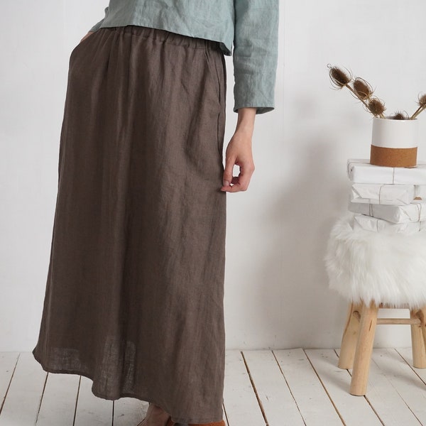 Linen maxi skirt. Linen skirt. A-line skirt. Linen long skirt. Linen maxi length skirt. Pocket long skirt. Sustainable Clothing - HEILONG