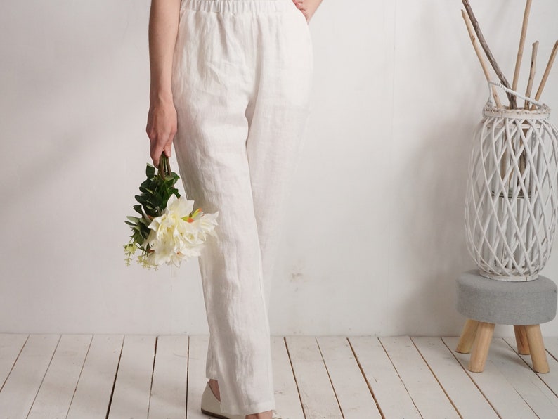 Linen wedding jumpsuit. Bridal jumpsuit. Linen white jumpsuit. Linen wedding pantsuit. Wedding linen romper. Linen wedding romper PARANA image 6