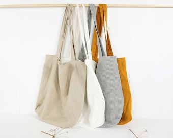 Linen double Layer tote bag. Linen shoulder bag. Natural linen bag. Natural shopping bag. Zero waste shopping bag. Beach linen bag.