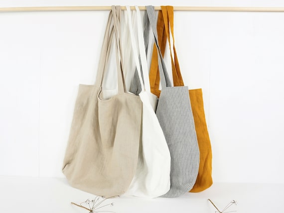 Natural Linen Canvas Tote Bag