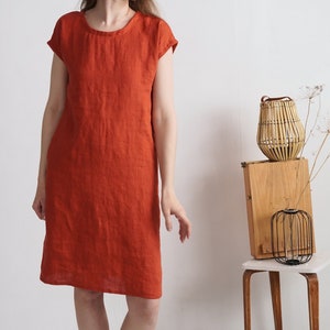 Natural everyday linen dress. Linen simple dress. Tunic linen dress. Natural loose linen dress. Washed linen dress. Soft linen dress SEINE image 6