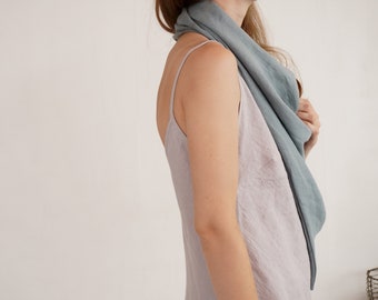 Linen wrap shawl. Linen oversized scarf. Soft linen scarf. Washed linen shawl. Triangle scarf for women. Long boho scarf. Mother's day gift.