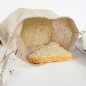 Linen bread bag set. Bread bag. Washed soft linen bread keeper drawstring. Natural linen bread storage bag. Zero Waste bag. Food storage.