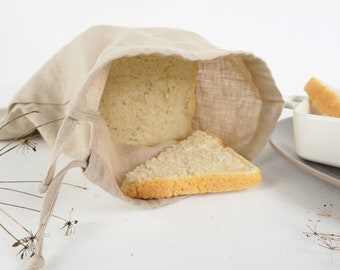 Linen bread bag set. Bread bag. Washed soft linen bread keeper drawstring. Natural linen bread storage bag. Zero Waste bag. Food storage.