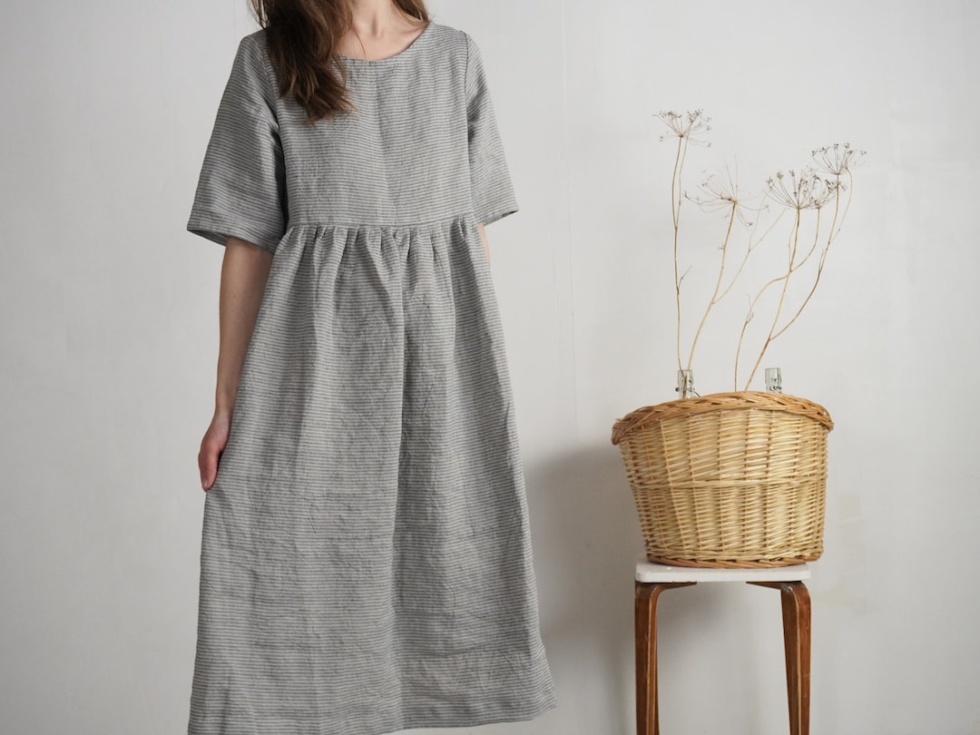 Boho Linen Maxi Dress. Goddess Empire Waist Dress. Boho - Etsy