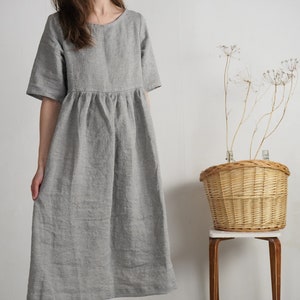 Boho linen maxi dress. Goddess empire waist dress. Boho maternity dress. Sustainable clothing. Simple bohemian maxi long dress - COLORADO