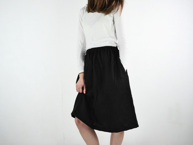 Aline linen skirt Washed linen skirt Linen skirt for women Natural flowy skirt. Linen skirt with pockets Soft midi linen skirt