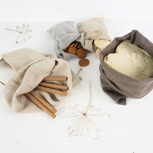 Linen bread bag set. Bread bag. Washed soft linen bread keeper drawstring. Natural linen bread storage bag. Zero Waste bag. Food storage.