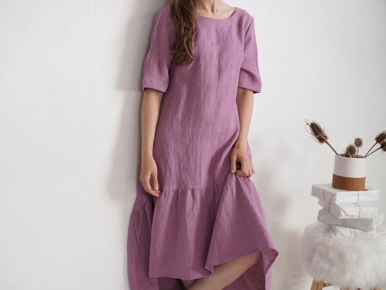 On SALE Ready to Ship, S size. Linen maxi dress. Oversized boho dress. Loose Maternity linen dress. Loose summer dress. Sundress CONGO image 3