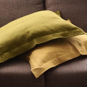 Sham linen pillow case. Linen pillow case. Softened linen pillowcase. King, Queen linen pillowcase. Pillow case with decorative edge.