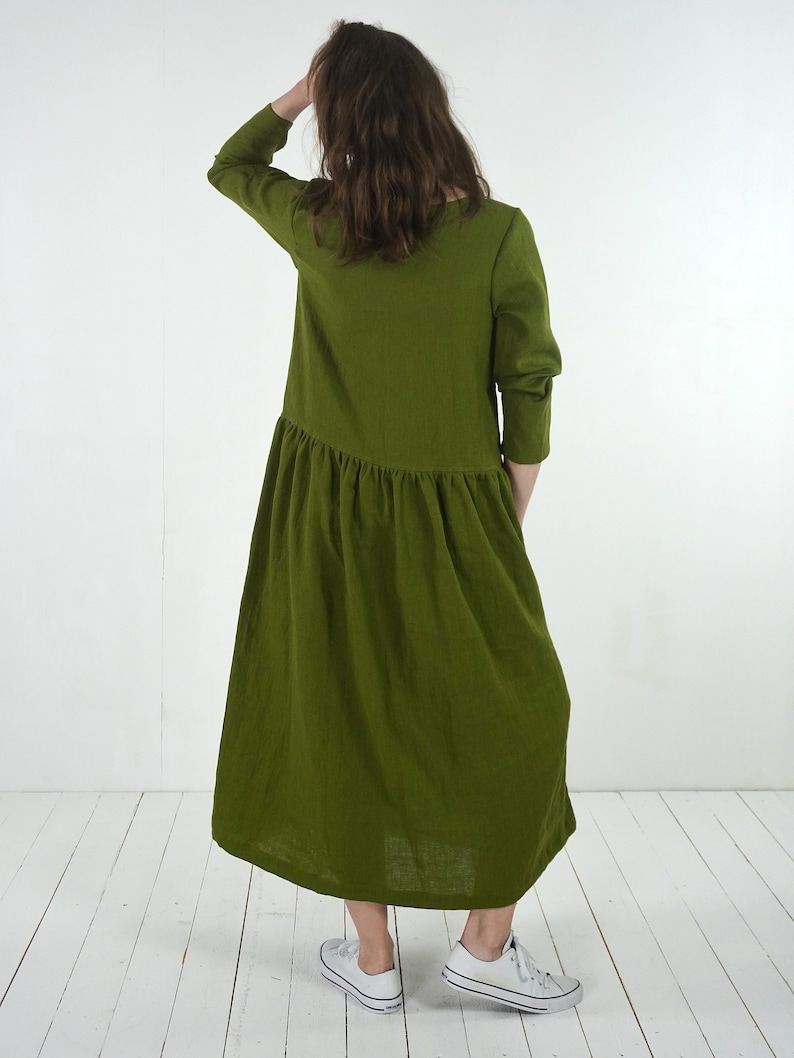 Linen long sleeve dress. Linen maxi dress. Long linen dress. Long dress for women. Natural maxi linen dress. Winter linen dress MACKENZIE image 7