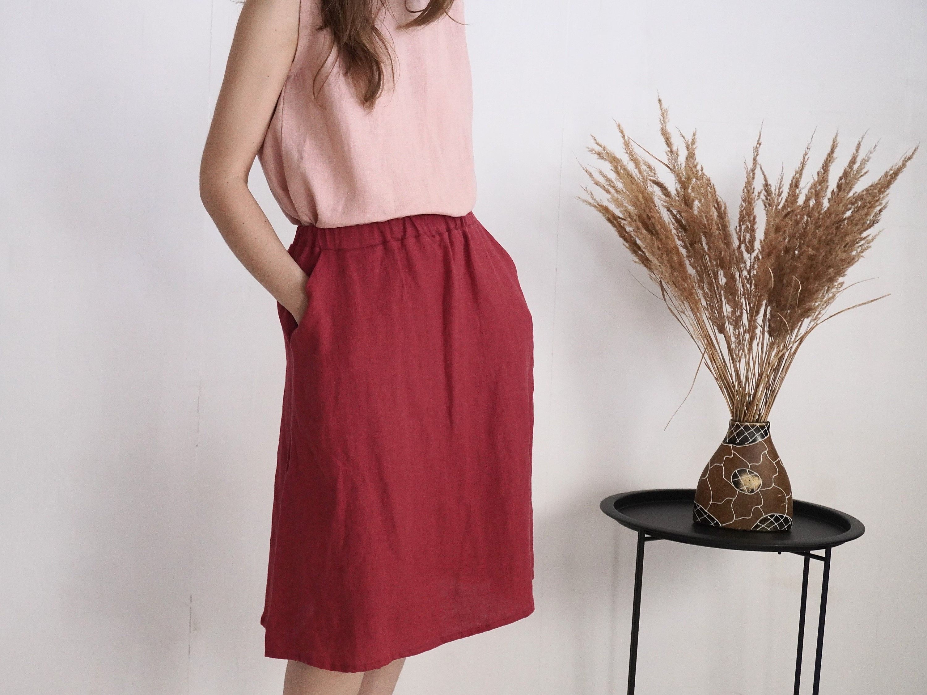Linen Midi Skirt. Linen Skirt. A-line Skirt. Sustainable