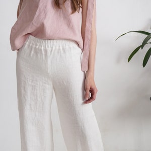 Linen wide leg pants. Women linen trousers. Loose fit linen pants. Wide linen pants. Linen casual women's trousers. Summer linen pants MAHI image 3